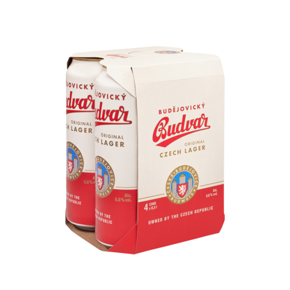 BUDEJOVICKY BUDVAR ORIGINAL BEER CANS 500ML-5%-24PK (6 *4PK) (RRP: $4.50/CAN) (BBD–05/05/2026)